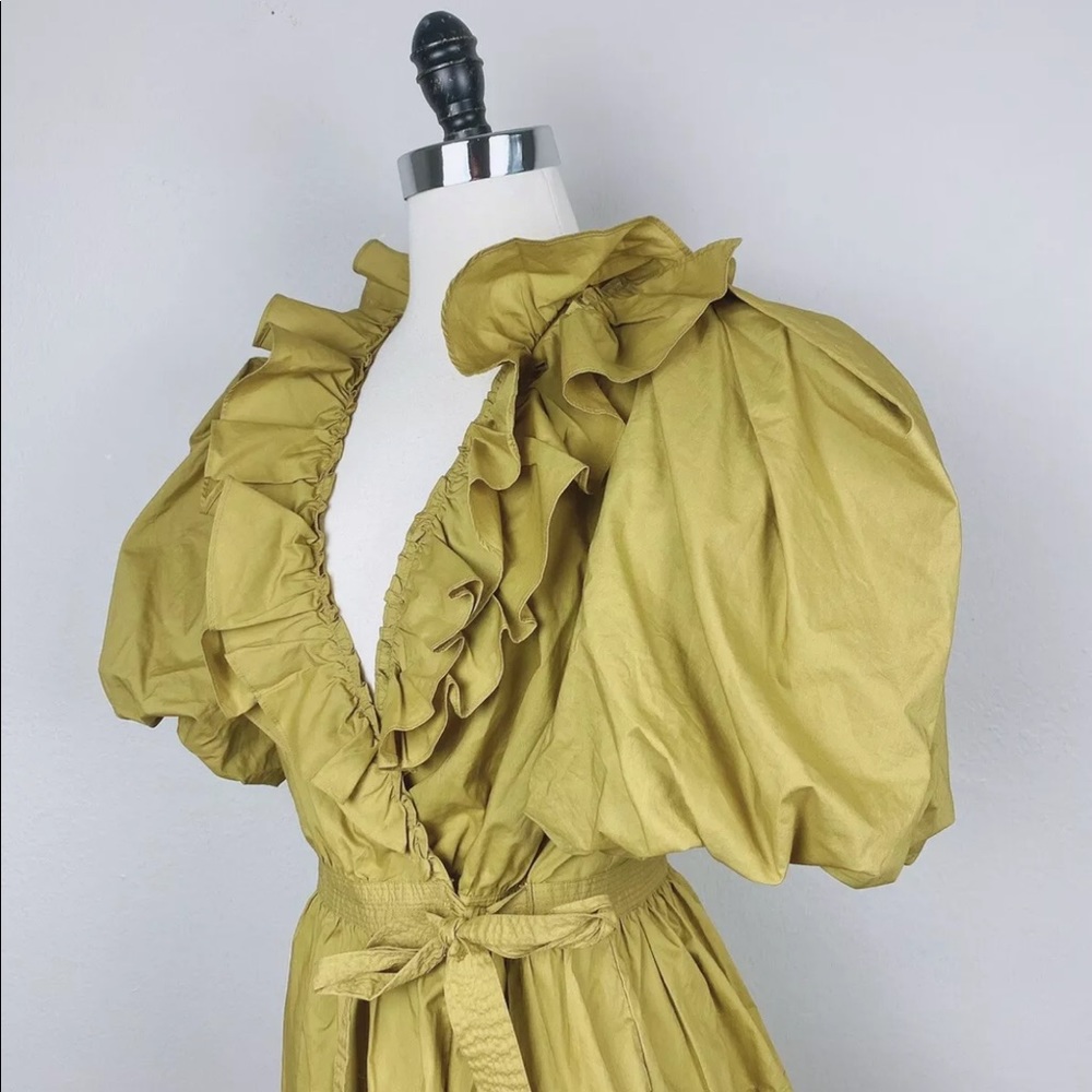 Ulla Johnson Maud Mustard Puff Sleeve Dress 8 - Picture 7 of 10